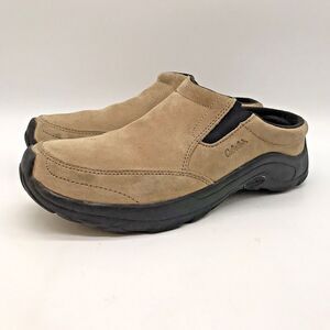 Cabela's Tan Suede Mules Women's 8M Slip On Asystec All Terrain Comfort Shoes